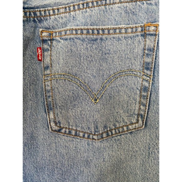 Levis 501 S Premium Big E Jeans 28x28 Button Fly Blue Denim Ripped Skinny - Picture 9 of 12